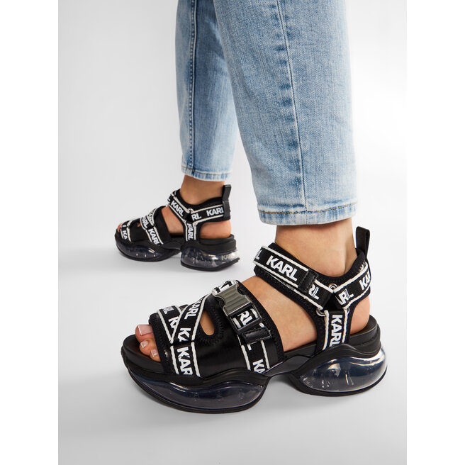 Sandalen Karl Lagerfeld Kl Black Lthr Textile Mono Eschuhe De