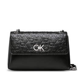 Calvin Klein Re-Lock Shoulder Bag Medium - Emb Ck Black
